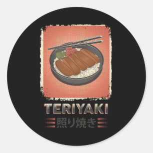 Perfekt Japanska Teriyaki Food VINTAGE STIL Runt Klistermärke