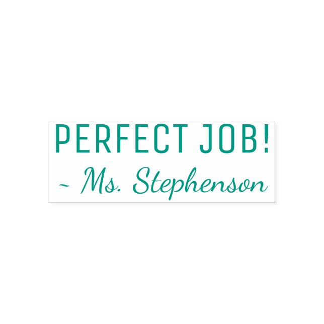 "PERFEKT JOB!" + Anpassningsbar Tutor Namn Rubber  Självfärgande Stämpel (Design)