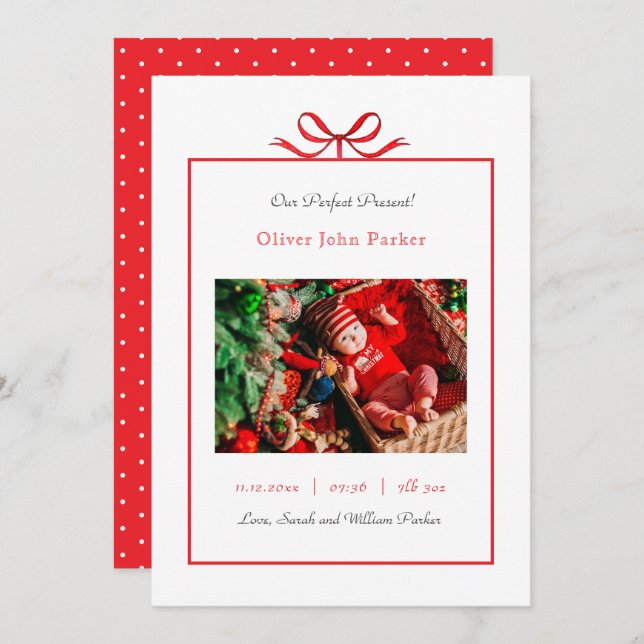 Perfekt julafton Helgdag Birth Meddelande (Fram/baksida)