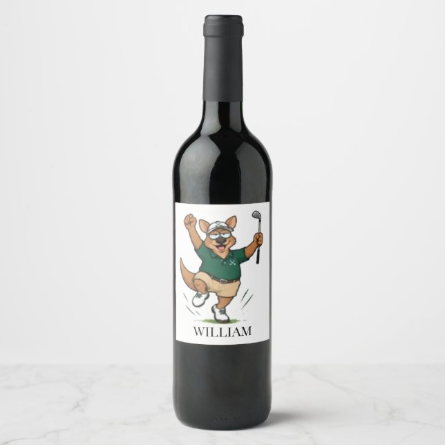 Perfekt känguru Golf   Vinflaska Etikett (Framsida)