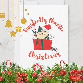 Perfekt kaotisk jul Rolig julkattsdesign  Julkort