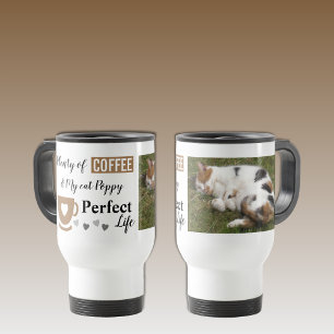 Perfekt, katthusdjur och kaffevitt brunt foto resemugg