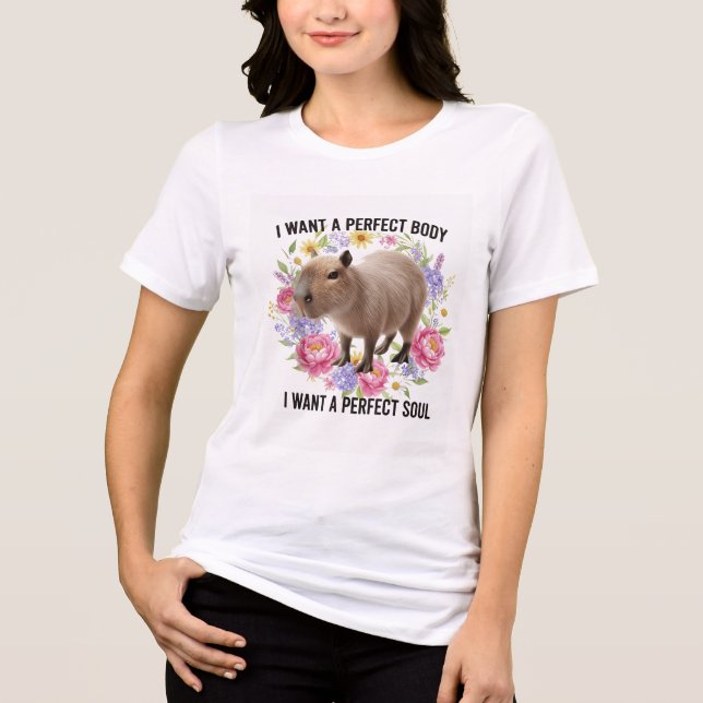 Perfekt Kropp Perfekt Själ Söt Capybara Mental Häl T Shirt (Framsida)