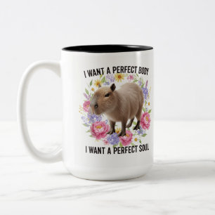 Perfekt Kropp Perfekt Själ Söt Capybara Mental Häl Två-Tonad Mugg