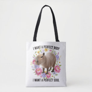 Perfekt Kropp Perfekt Själ Söt Capybara Mental Häl Tygkasse