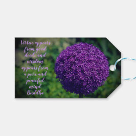 Perfekt Lila Allium Flower Motivering Quote Presentetikett