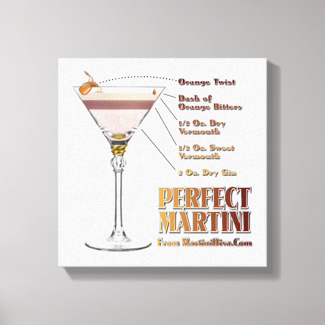 Perfekt Martini Cocktail Recipe 12x12-Kanvastryck Canvastryck (Framsida)