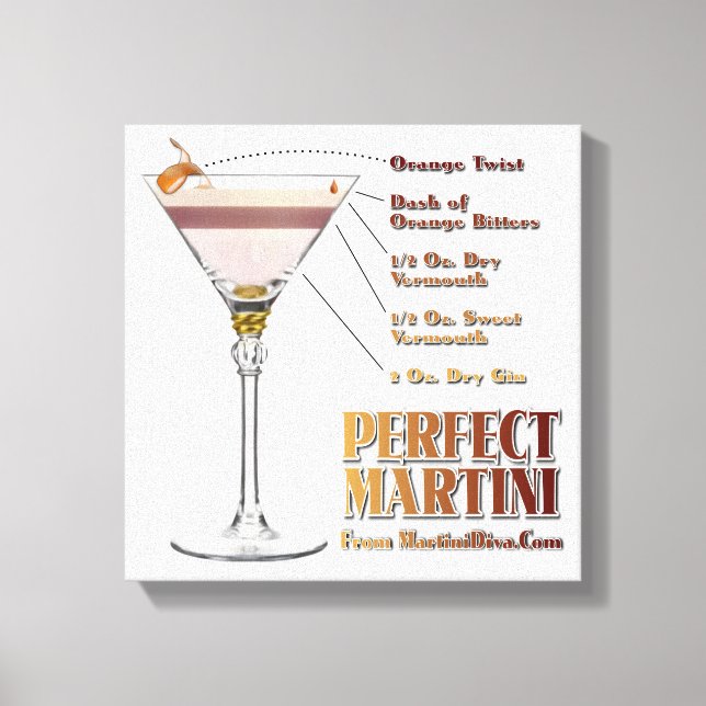 Perfekt Martini Cocktail Recipe 12x12-Kanvastryck Canvastryck (Framsida)