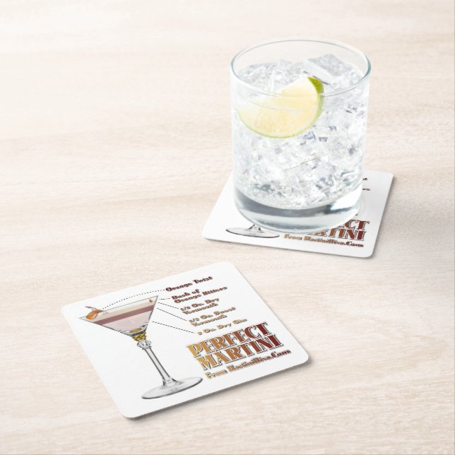 Perfekt Martini Cocktailrecept Konst Underlägg Papper Kvadrat (Insitu)