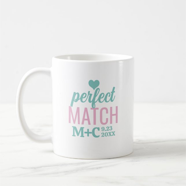 Perfekt Match Bachelorette Shower Bröllop Kaffemugg (Vänster)