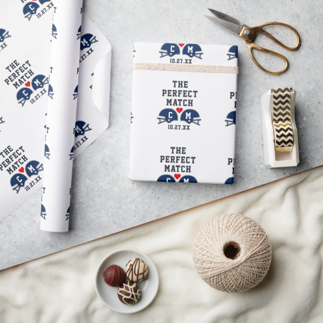 Perfekt Match Football Bröllop Monogram Presentpapper (Hantverk)