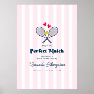Perfekt Match Förberedande Tennis Bröllopsdusch Vä Poster