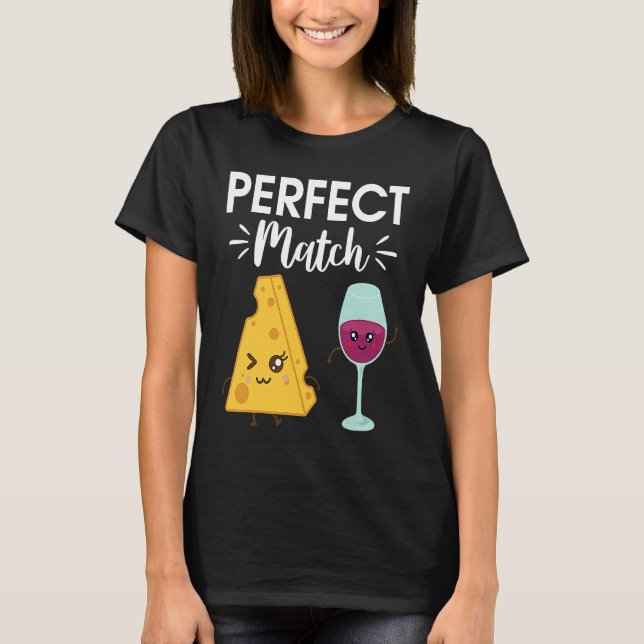 Perfekt Match Gouda Vin och ost T Shirt (Framsida)