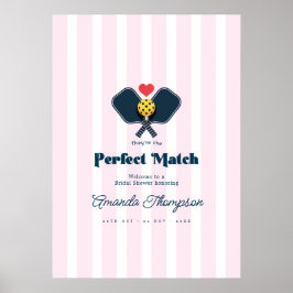 Perfekt Match Preppy Pickleball Bröllopsdusch Välk Poster