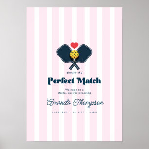 Perfekt Match Preppy Pickleball Bröllopsdusch Välk Poster