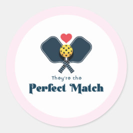 Perfekt Match Preppy Pickleballpresent Runt Klistermärke