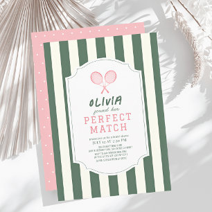 Perfekt Match Tennis Grönt Rand Möhippa Inbjudningar