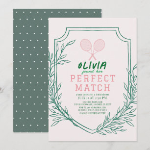Perfekt Match Tennis Retro Rosa Möhippa Inbjudningar