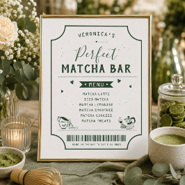 Perfekt Matcha Bröllopsdusch Meny Skylt