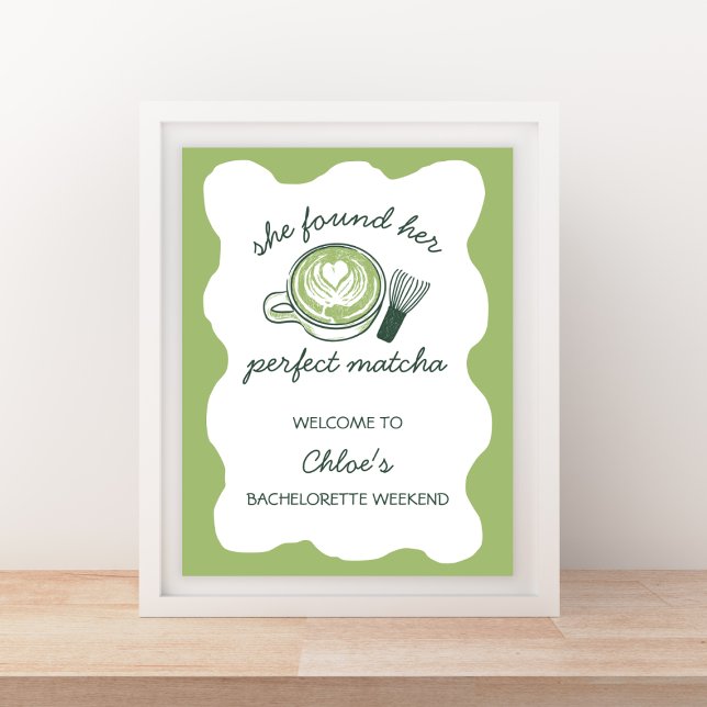 Perfekt Matcha Grönt Bachelorette Välkommen Poster (Perfect Matcha Green Bachelorette Welcome Poster)
