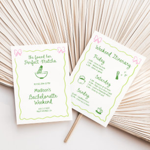 Perfekt Matcha Hand plockade Bachelorette Helg Inbjudningar
