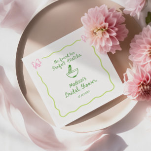 Perfekt Matcha Handritad Bröllopsdusch Välkommen Pappersservett
