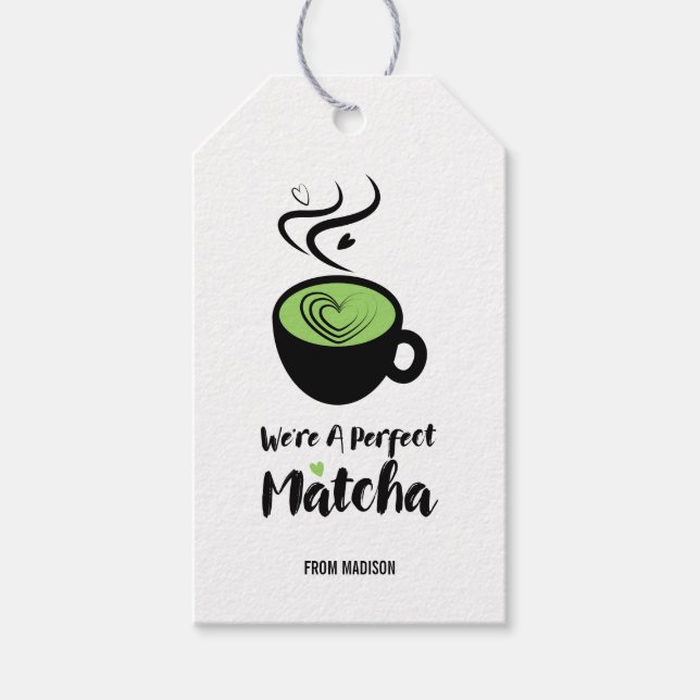 Perfekt Matcha Valentine Kärlek Gift Märkres Presentetikett (Framsidan)