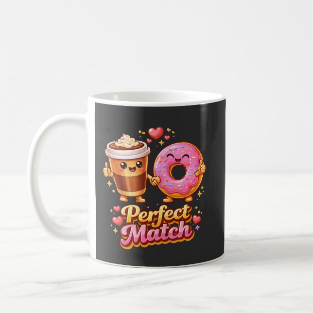 Perfekt Matchning Kaffe och Munk Söt Mat Kaffemugg (Vänster)