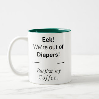 Perfekt Mors dag Gift. Kaffe eller blöjor? Två-Tonad Mugg