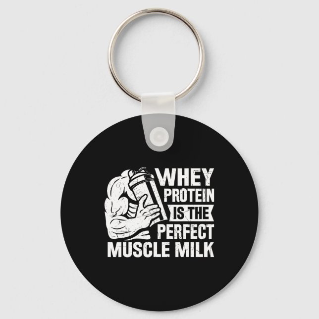 Perfekt Muscle Mjölk Funny Protein Älskare Citatte Nyckelring (Framsida)