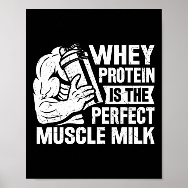 Perfekt Muscle Mjölk Funny Protein Älskare Citatte Poster (Framsidan)
