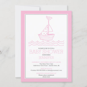 Perfekt Nautical Sailboat Girls Baby Shower Inbjudningar