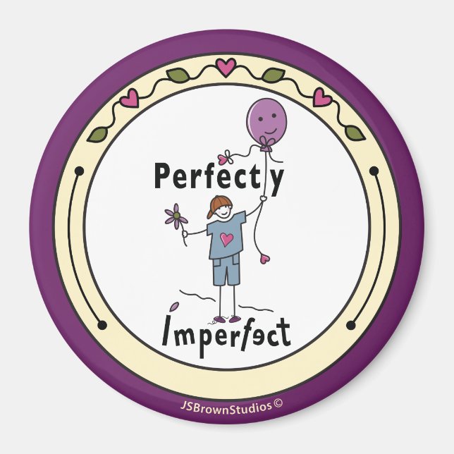 Perfekt Ofullkomlig 2A_Rund Magnet 3” (Framsidan)