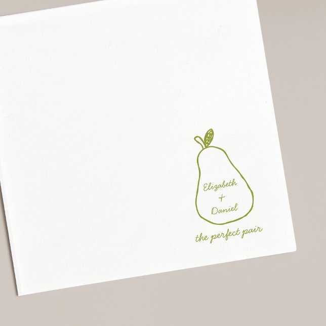 Perfekt Pair - Chic Pear Illustration Cute Bröllop Pappersservett (Skapare uppladdad)