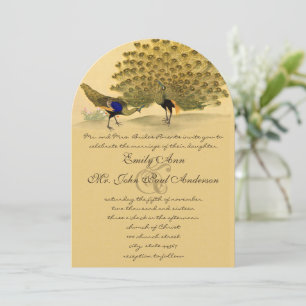 Perfekt Pair Peacock Gult Elegance Inbjudningar