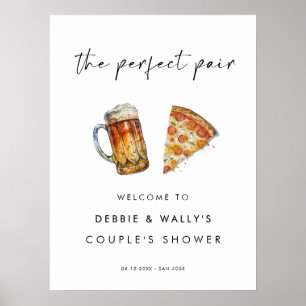 Perfekt Pair Pizza och Beer Couples Shower Poster