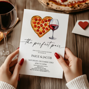 Perfekt Pair Pizza Vin Bröllop Par Shower Inbjudningar
