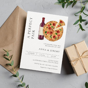Perfekt Pair Pizza Vin Par Shower Inbjudningar