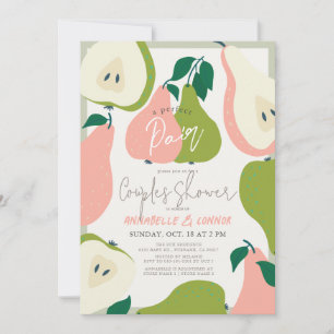 Perfekt Pair Rosa & Grönt Pear Par Shower Inbjudningar