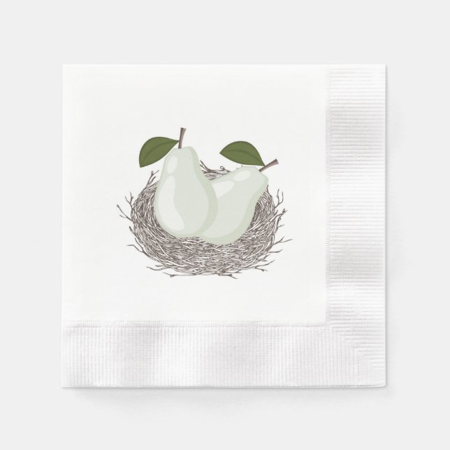 Perfekt Pair Twin Baby Shower Napkin Pappersservett (Framsidan)