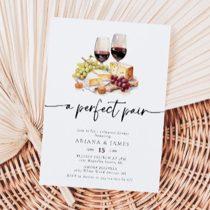 Perfekt Pair Vin Cheese Rehearsal Dinner Inbjudningar