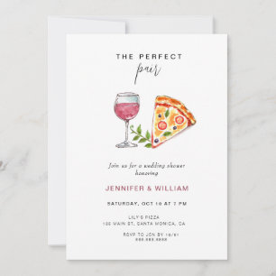 Perfekt Pair Vin Pizza Couples Shower Inbjudningar
