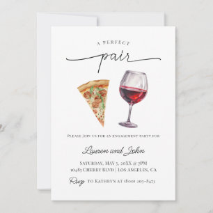 Perfekt Pair Vin Pizza Förlovningsfest Shower Inbjudningar