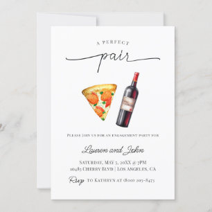 Perfekt Pair Vin Pizza Förlovningsfest Shower Inbjudningar