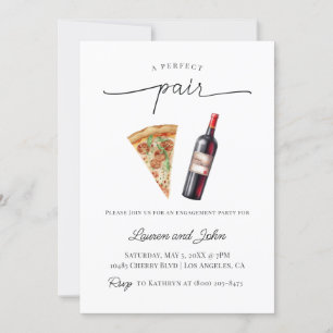 Perfekt Pair Vin Pizza Förlovningsfest Shower Inbjudningar