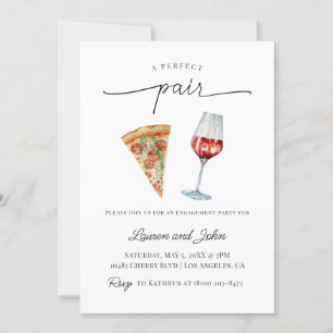 Perfekt Pair Vin Pizza Förlovningsfest Shower Inbjudningar