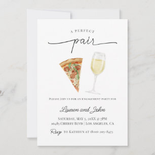 Perfekt Pair Vin Pizza Förlovningsfest Shower Inbjudningar