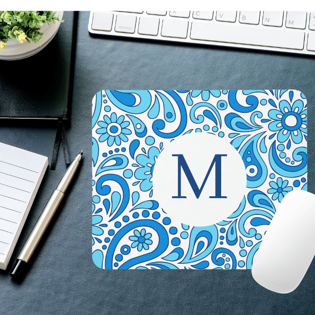 Perfekt Paisley Blue Monogram Musmatta (Skapare uppladdad)