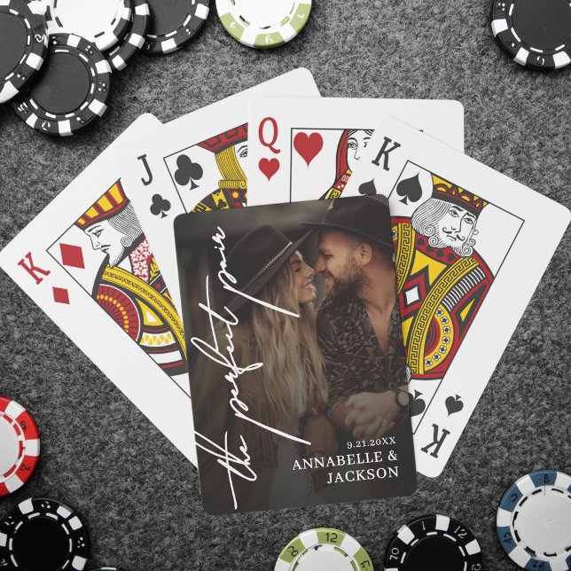 Perfekt Par Foto Bröllopsgåva Casinokort (Perfect Pair Photo Wedding Favor Poker Cards )