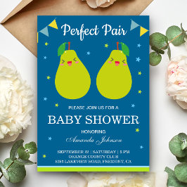 Perfekt Par Söt Päron Tvilling Bebis Shower Inbjud Inbjudningar